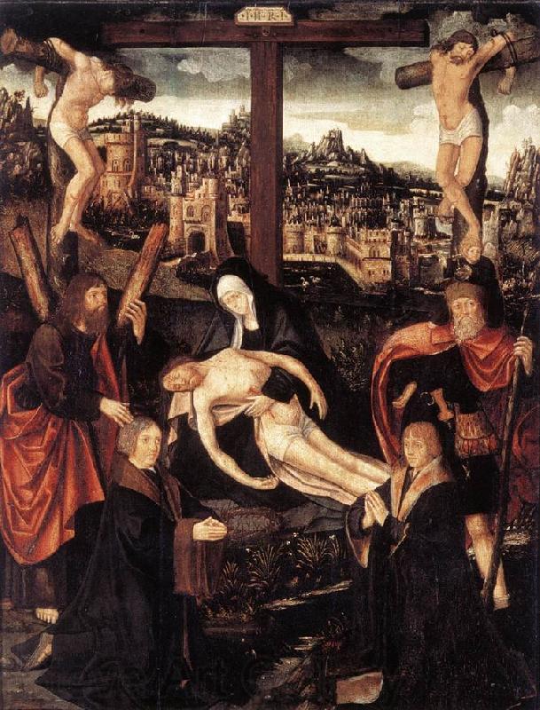 CORNELISZ VAN OOSTSANEN, Jacob Crucifixion with Donors and Saints fdg Norge oil painting art